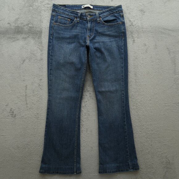 Levi's 518 Jeans Juniors 7 Blue Superlow Stretch Bootcut 29" Inseam Distressed - Picture 12 of 16